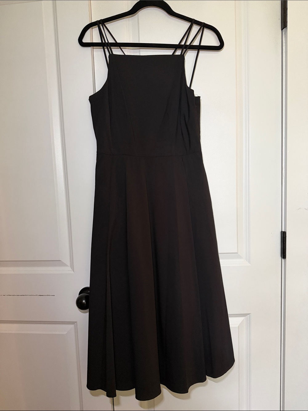 Joie Little Black Midi Dress Strappy Fit & Flare Pockets Lined Minimalist Size 8